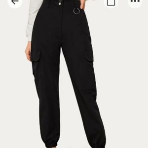 Ring detail black cargo pants